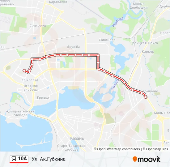 Автобус 10А: карта маршрута