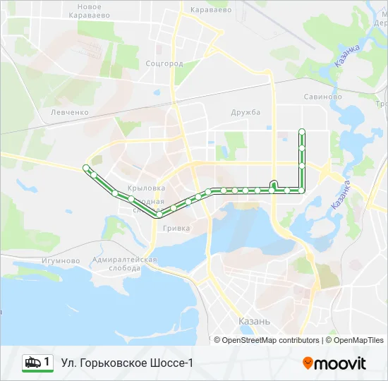 Троллейбус 1: карта маршрута