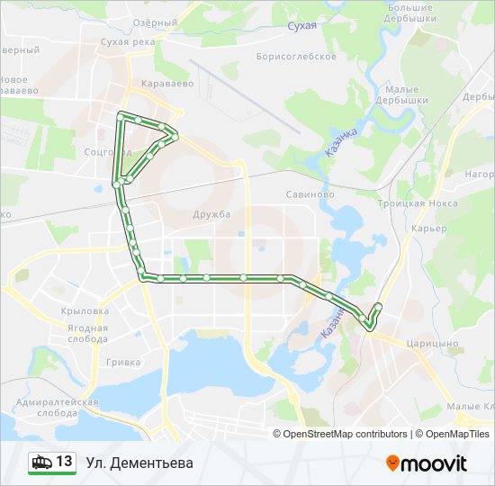 13 Trolleybus Line Map