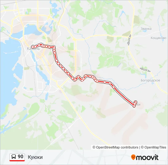 Автобус 90: карта маршрута