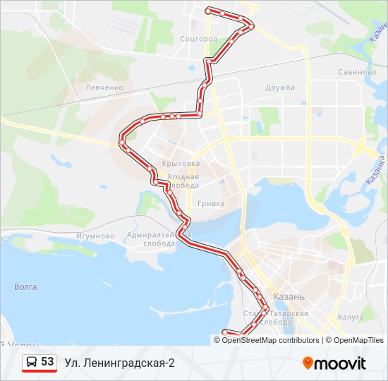 Автобус 53: карта маршрута