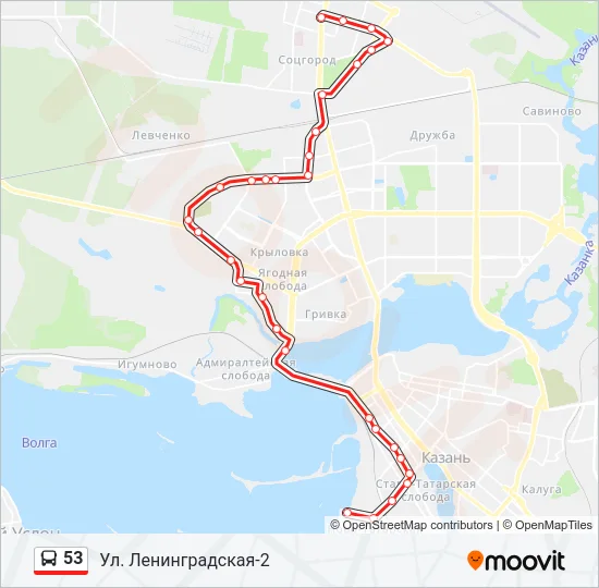 Автобус 53: карта маршрута
