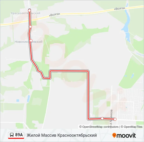Автобус 89А: карта маршрута