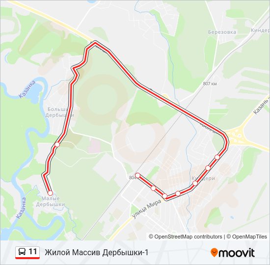 Автобус 11: карта маршрута