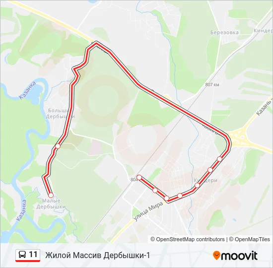 Автобус 11: карта маршрута