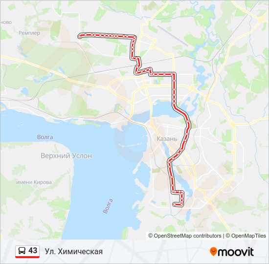 Автобус 43: карта маршрута