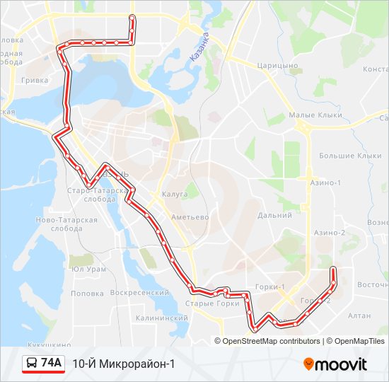 Автобус 74А: карта маршрута