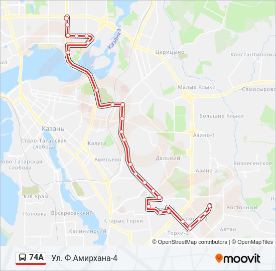 74А Bus Line Map