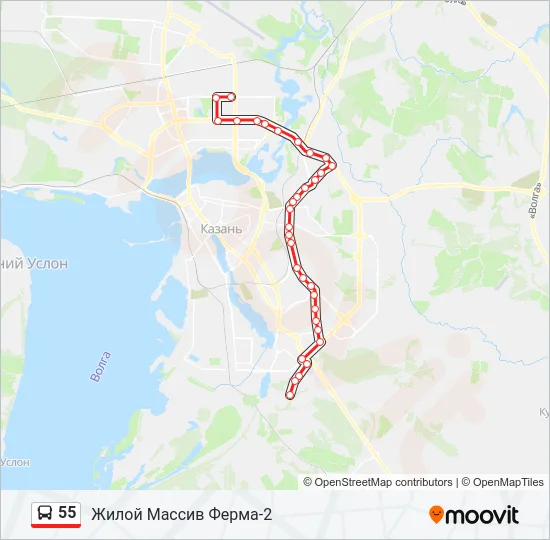 Автобус 55: карта маршрута