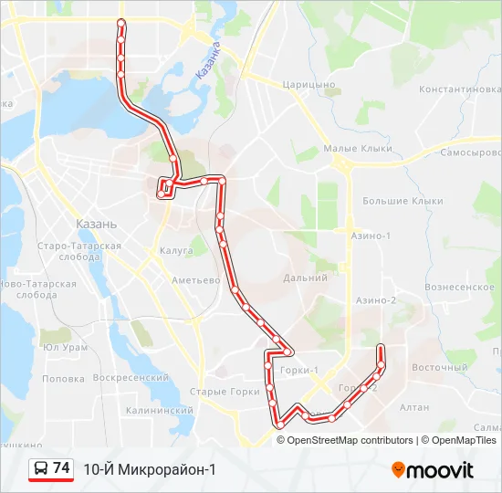Автобус 74: карта маршрута