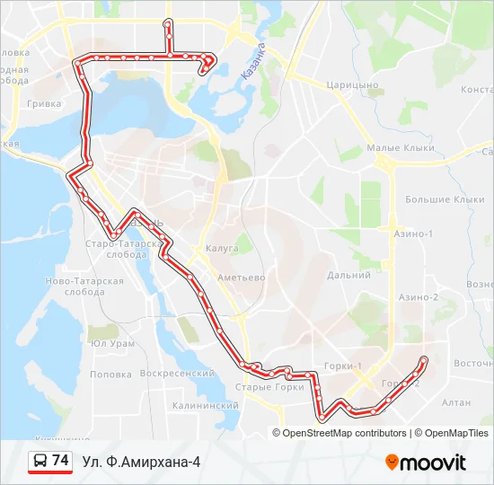 Автобус 74: карта маршрута