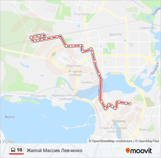 Автобус 98: карта маршрута