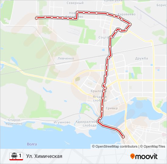 Трамвай 1: карта маршрута