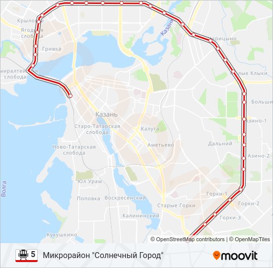 Трамвай 5: карта маршрута