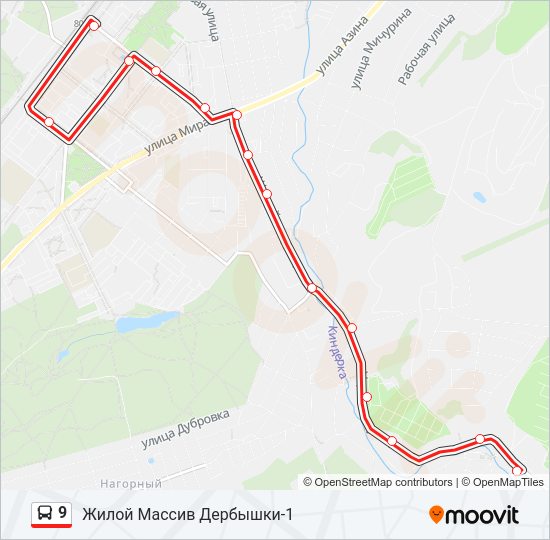 Автобус 9: карта маршрута