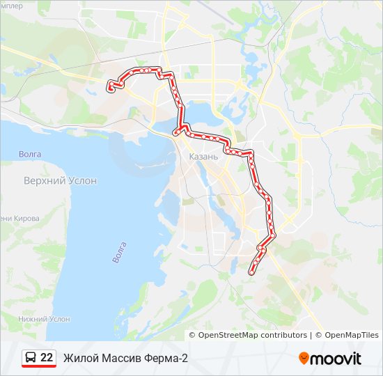 22 bus Route Map - Жилой Массив Ферма-2.