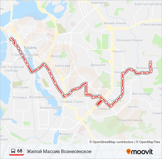 45 автобус казань маршрут. 68 Автобус Казань.