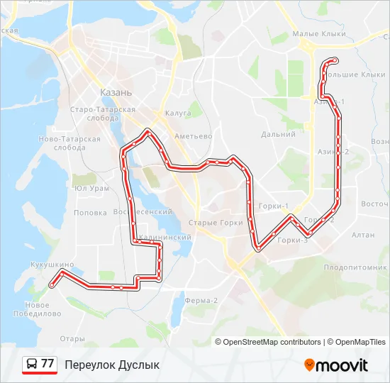 Автобус 77: карта маршрута