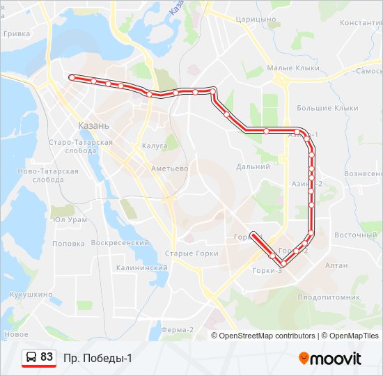 Маршрут 83 маршрутки на карте