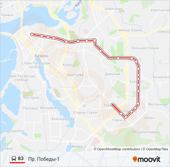 Автобус 83: карта маршрута