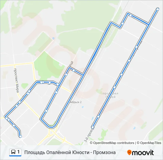 Автобус 1: карта маршрута