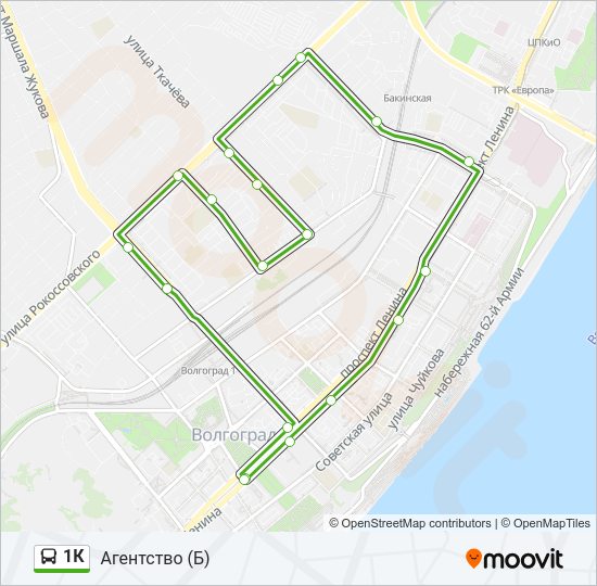 Автобус 1К: карта маршрута