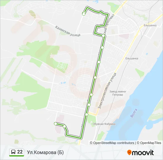 Автобус 22: карта маршрута