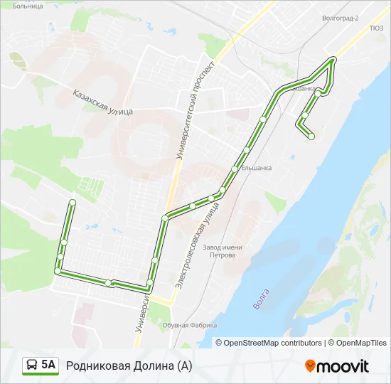 Автобус 5А: карта маршрута