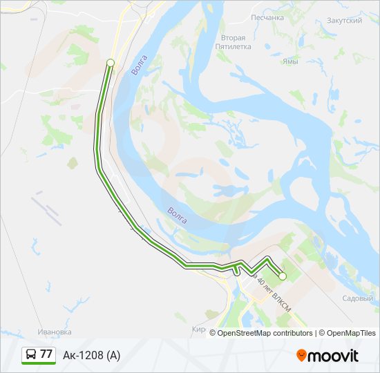 Автобус 77: карта маршрута