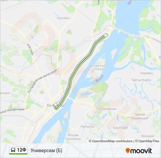Автобус 12Ф: карта маршрута