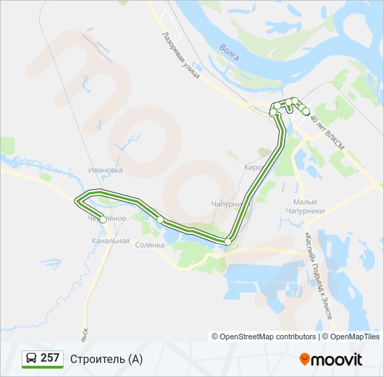 Автобус 257: карта маршрута