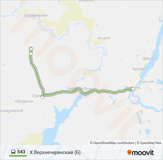 Автобус 543: карта маршрута