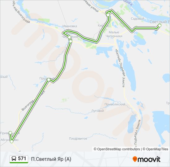 Автобус 571: карта маршрута