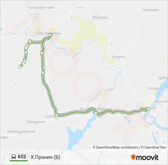 Автобус 652: карта маршрута