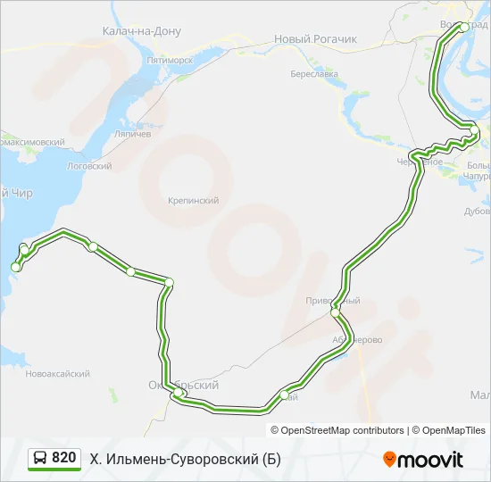 Автобус 820: карта маршрута