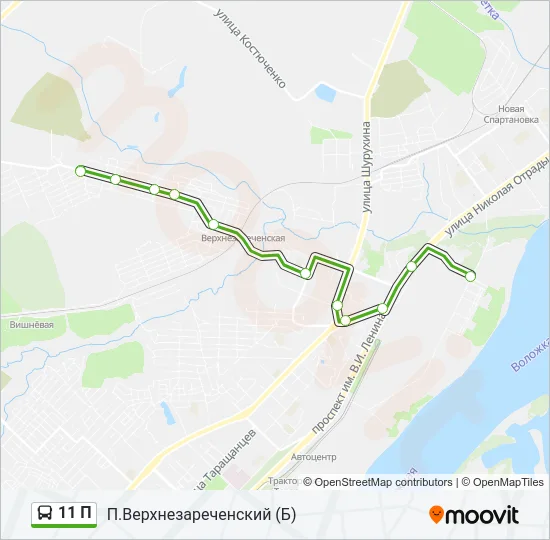 Автобус 11 П: карта маршрута
