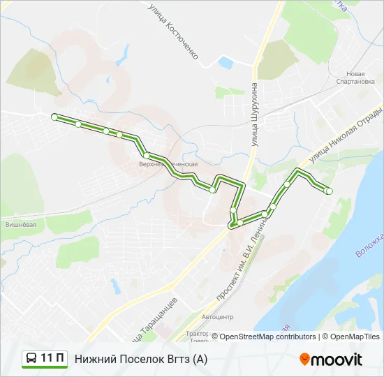 Автобус 11 П: карта маршрута