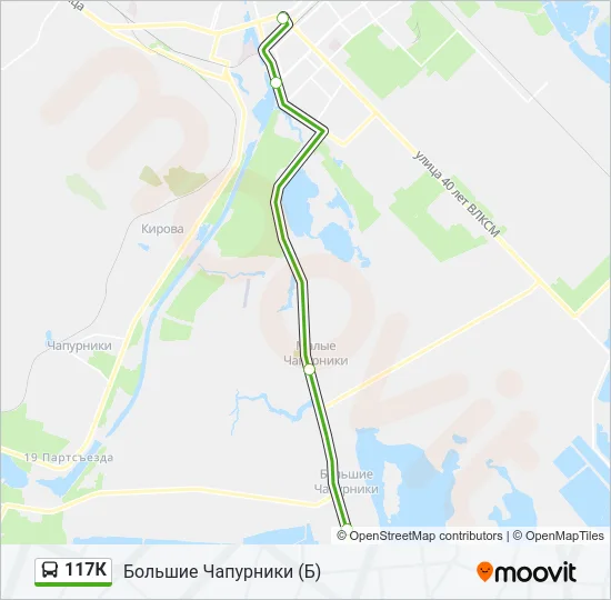 Автобус 117К: карта маршрута