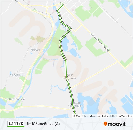Автобус 117К: карта маршрута