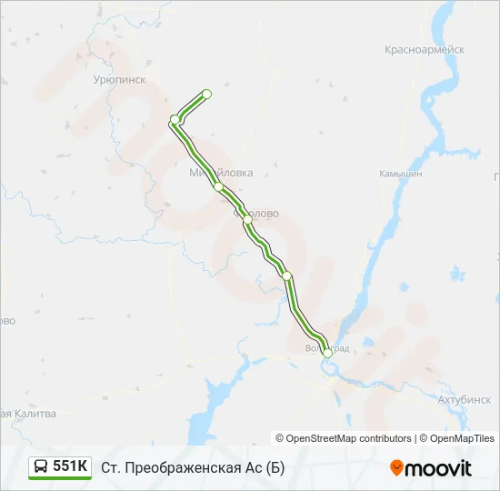 551К Bus Line Map