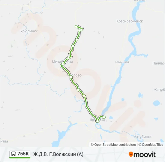 Автобус 755К: карта маршрута
