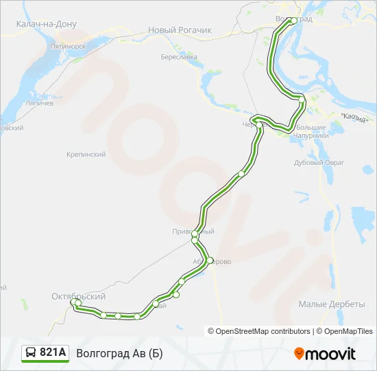 821А Bus Line Map
