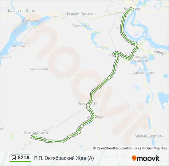 Автобус 821А: карта маршрута