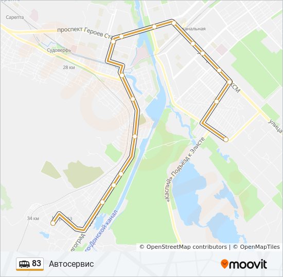 Схема маршрута 83 саратов