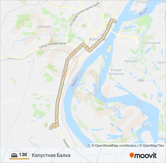 Маршрутка 13К: карта маршрута