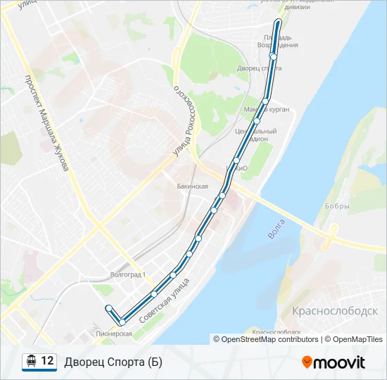 Троллейбус 12: карта маршрута