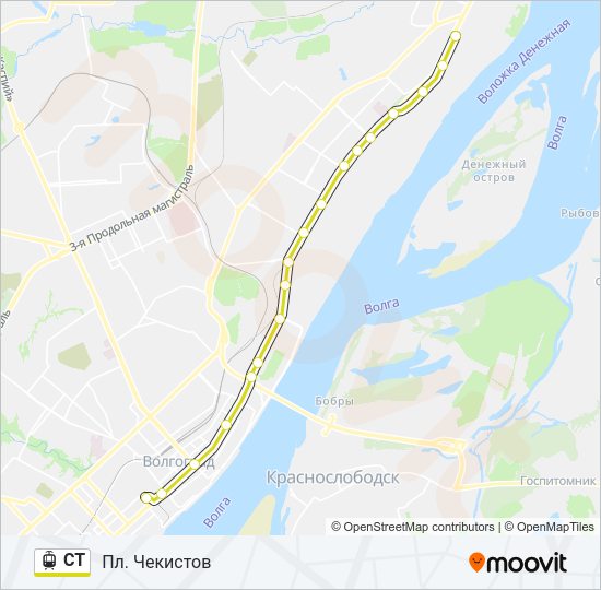 Трамвай СТ: карта маршрута