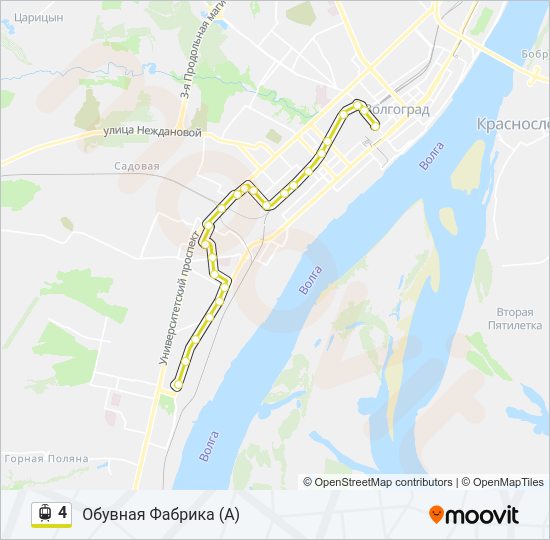 Трамвай 4: карта маршрута