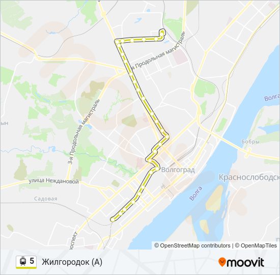 Трамвай 5: карта маршрута