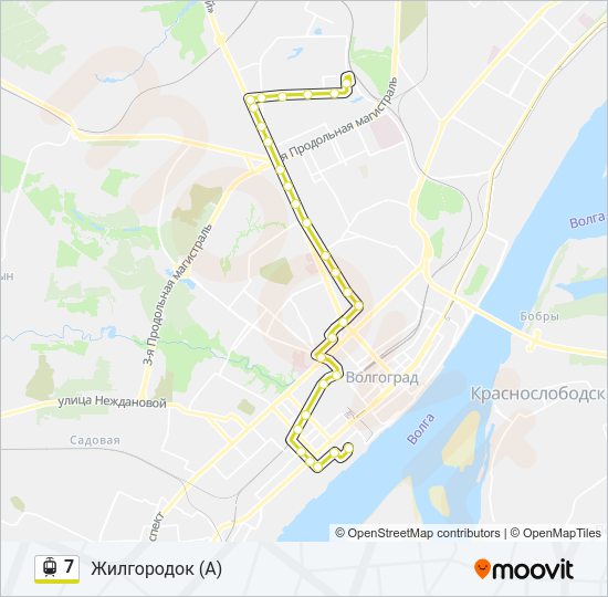 Трамвай 7: карта маршрута